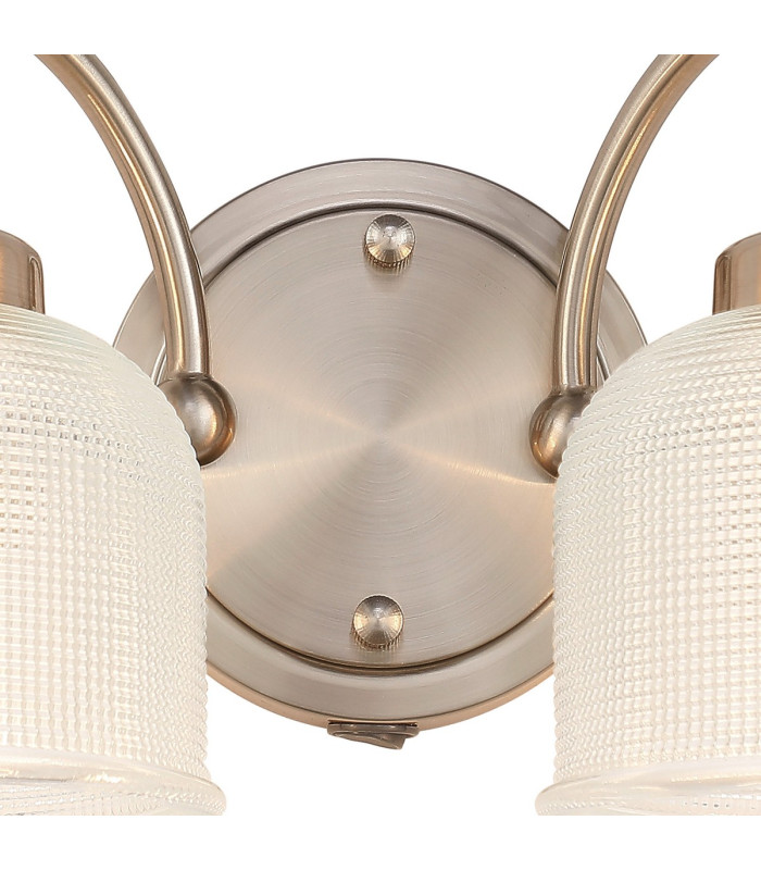 DeRuyter Switched Double Wall Light 2 Light E27 Satin Nickel/Clear Glass-6