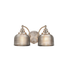 DeRuyter Switched Double Wall Light 2 Light E27 Satin Nickel/Smoke Glass-1