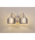 DeRuyter Switched Double Wall Light 2 Light E27 Satin Nickel/Smoke Glass-3