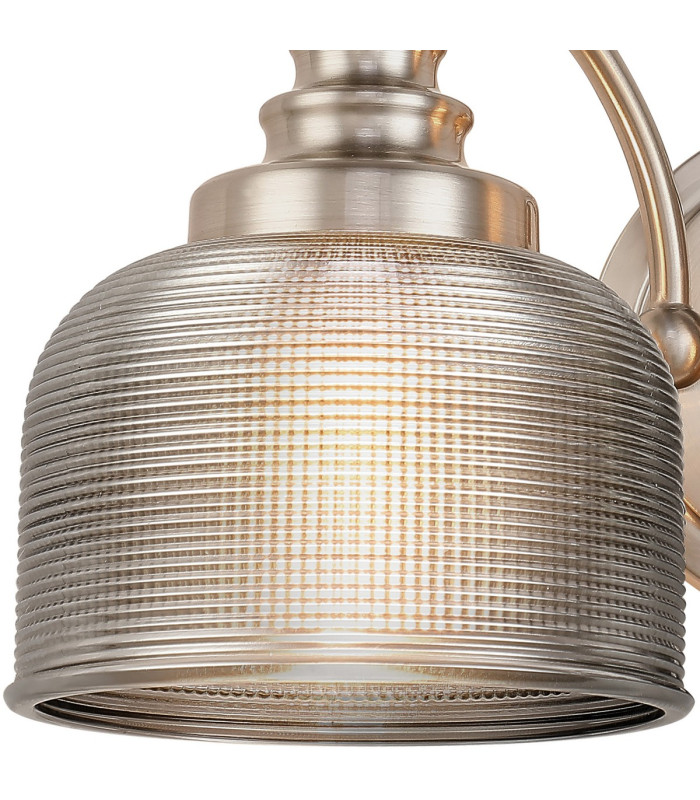 DeRuyter Switched Double Wall Light 2 Light E27 Satin Nickel/Smoke Glass-5