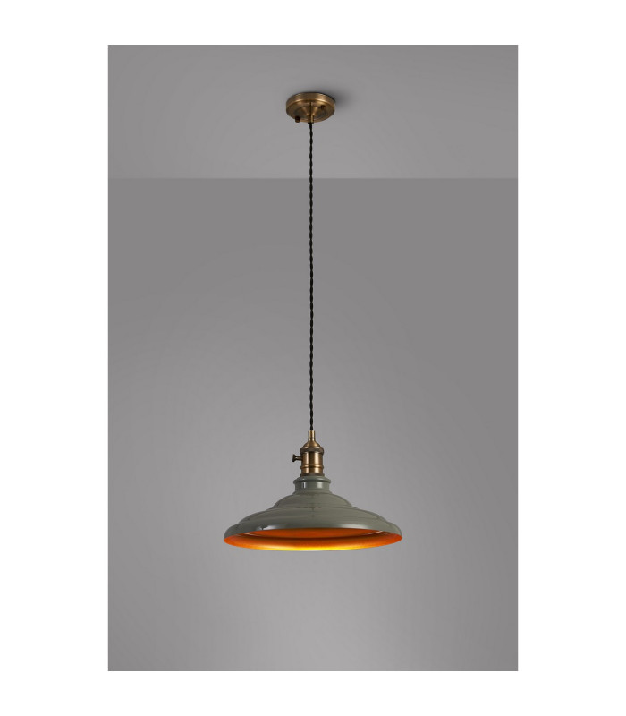 Moravia 35cm 1 Light Braided Pendant Round Tiered Metal Shade Antique Brass/Black/Polished Grey/Gold-3