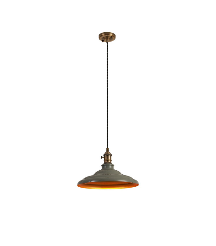 Moravia 35cm 1 Light Braided Pendant Round Tiered Metal Shade Antique Brass/Black/Polished Grey/Gold-4