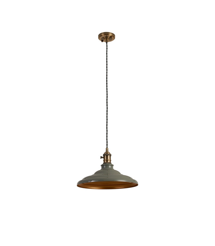 Moravia 35cm 1 Light Braided Pendant Round Tiered Metal Shade Antique Brass/Black/Polished Grey/Gold-5