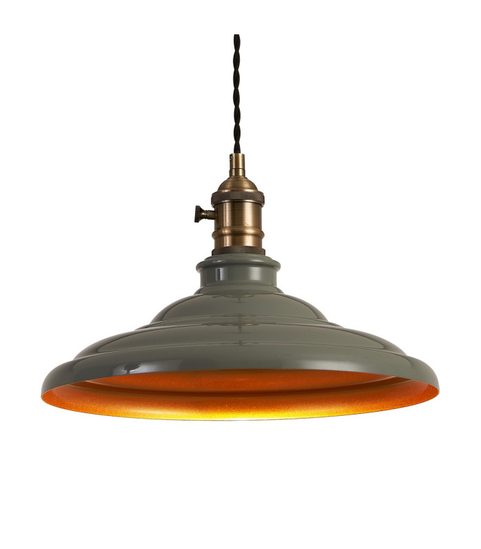 Moravia 35cm 1 Light Braided Pendant Round Tiered Metal Shade Antique Brass/Black/Polished Grey/Gold-7