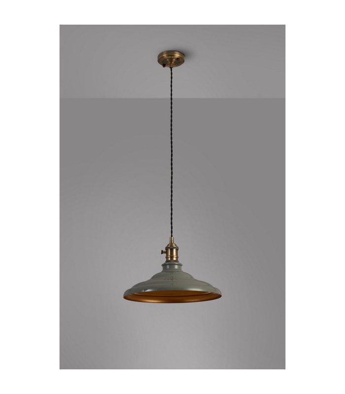 Moravia 35cm 1 Light Braided Pendant Round Tiered Metal Shade Antique Brass/Black/Polished Grey/Gold-8