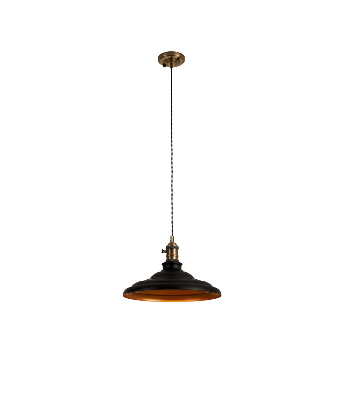 Moravia 35cm 1 Light Braided Pendant Round Tiered Metal Shade Antique Brass/Black/Matt Black/Gold-4