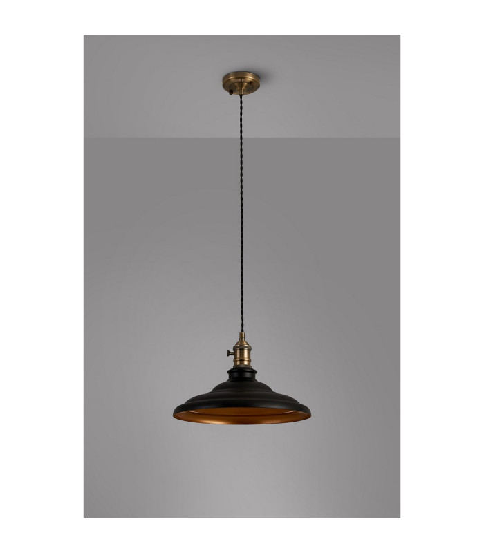 Moravia 35cm 1 Light Braided Pendant Round Tiered Metal Shade Antique Brass/Black/Matt Black/Gold-8