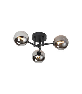 Tivoli 44.5cm Semi Flush Ceiling Round 3 Light G9 IP44 Satin Black/Smoke Smooth Round Glass-1