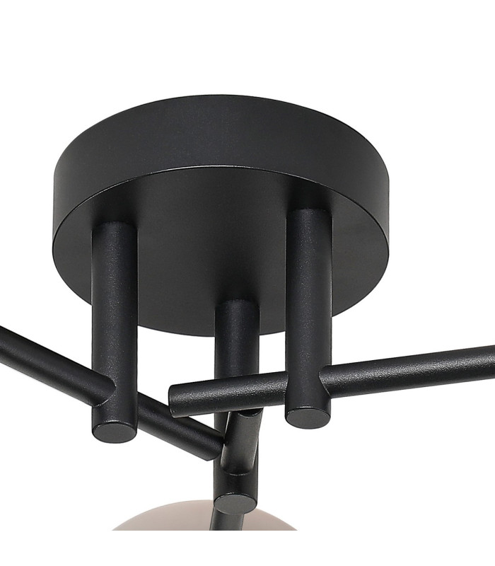 Tivoli 44.5cm Semi Flush Ceiling Round 3 Light G9 IP44 Satin Black/Smoke Smooth Round Glass-4