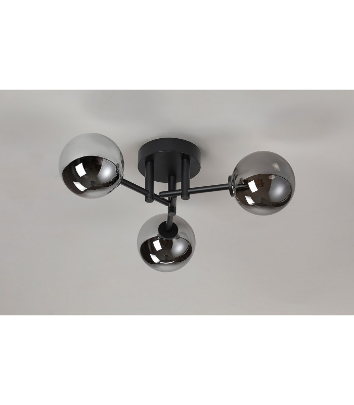 Tivoli 44.5cm Semi Flush Ceiling Round 3 Light G9 IP44 Satin Black/Smoke Smooth Round Glass-7