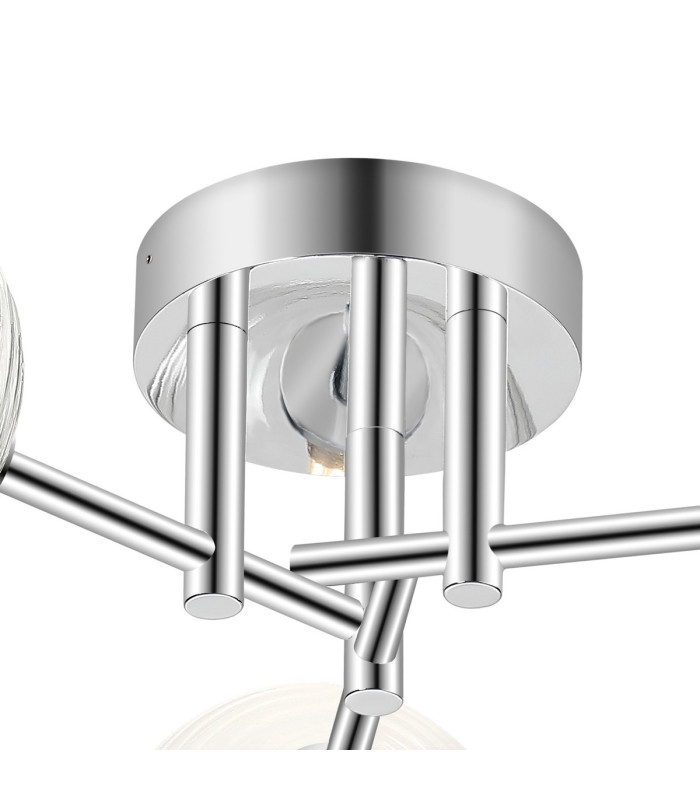 Tivoli 44.5cm Semi Flush Ceiling Round 3 Light G9 IP44 Polished Chrome/Clear Ribbed Round Glass-5