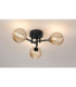 Tivoli 44.5cm Semi Flush Ceiling Round 3 Light G9 IP44 Satin Black/Amber Ribbed Round Glass-3