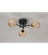 Tivoli 44.5cm Semi Flush Ceiling Round 3 Light G9 IP44 Satin Black/Amber Ribbed Round Glass-8