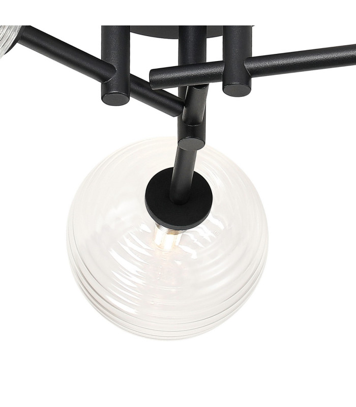 Tivoli 44.5cm Semi Flush Ceiling Round 3 Light G9 IP44 Satin Black/Clear Ribbed Round Glass-7
