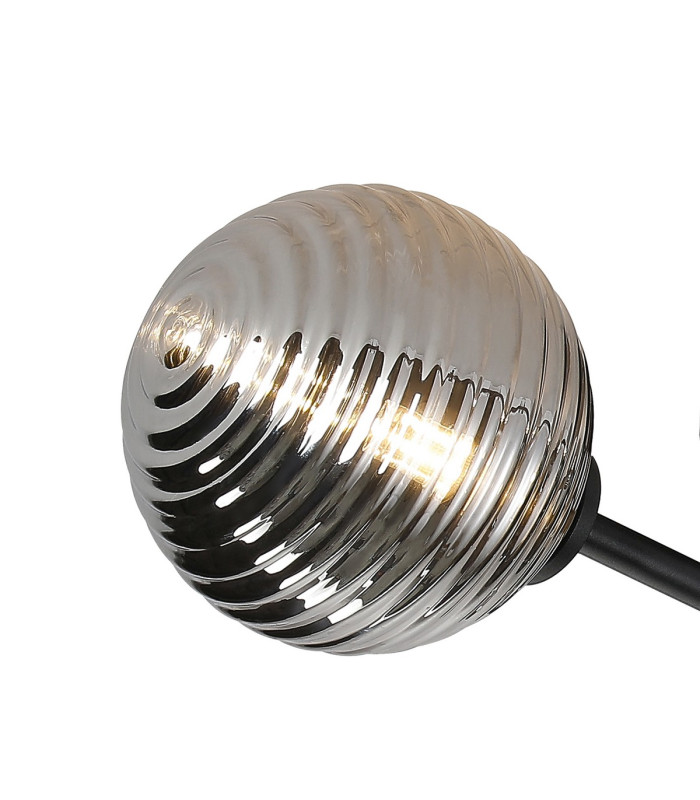 Tivoli 44.5cm Semi Flush Ceiling Round 3 Light G9 IP44 Satin Black/Smoke Ribbed Round Glass-6