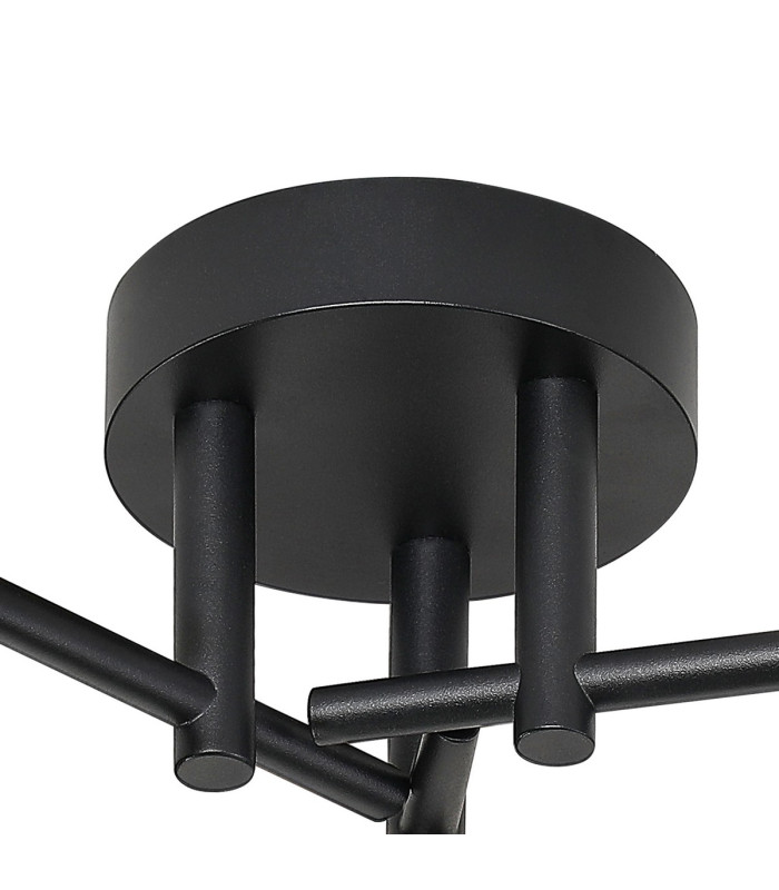 Tivoli 44.5cm Semi Flush Ceiling Round 3 Light G9 IP44 Satin Black/Grey Round Marble Effect Glass-5