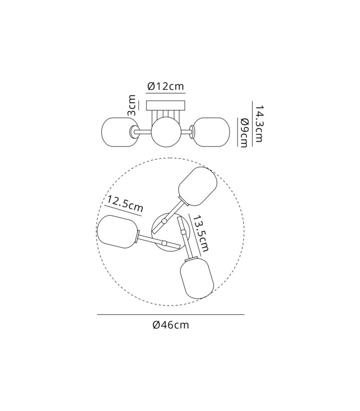 Tivoli 46cm Semi Flush Ceiling Round 3 Light G9 IP44 Polished Chrome/Opal Smooth Tubular Glass-2