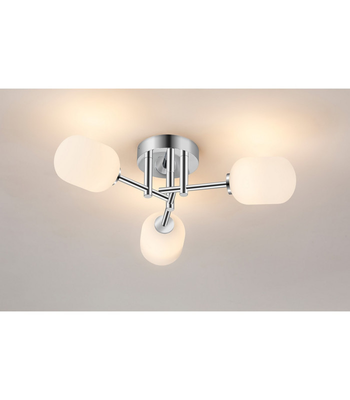 Tivoli 46cm Semi Flush Ceiling Round 3 Light G9 IP44 Polished Chrome/Opal Smooth Tubular Glass-3