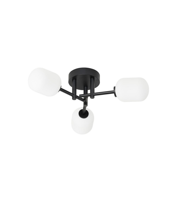 Tivoli 46cm Semi Flush Ceiling Round 3 Light G9 IP44 Satin Black/Opal Smooth Tubular Glass-4