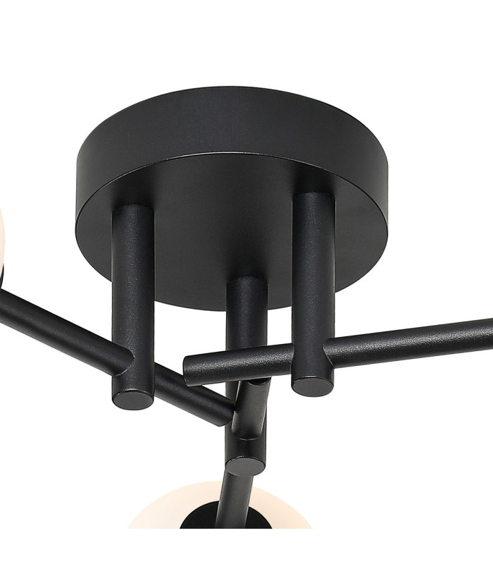 Tivoli 46cm Semi Flush Ceiling Round 3 Light G9 IP44 Satin Black/Opal Smooth Tubular Glass-5