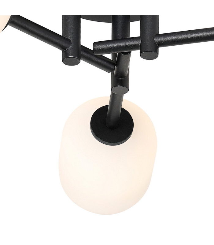 Tivoli 46cm Semi Flush Ceiling Round 3 Light G9 IP44 Satin Black/Opal Smooth Tubular Glass-7