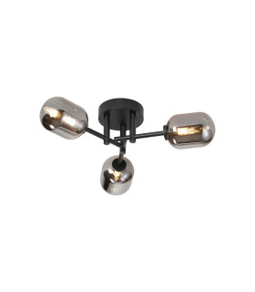 Tivoli 46cm Semi Flush Ceiling Round 3 Light G9 IP44 Satin Black/Smoke Smooth Tubular Glass-1