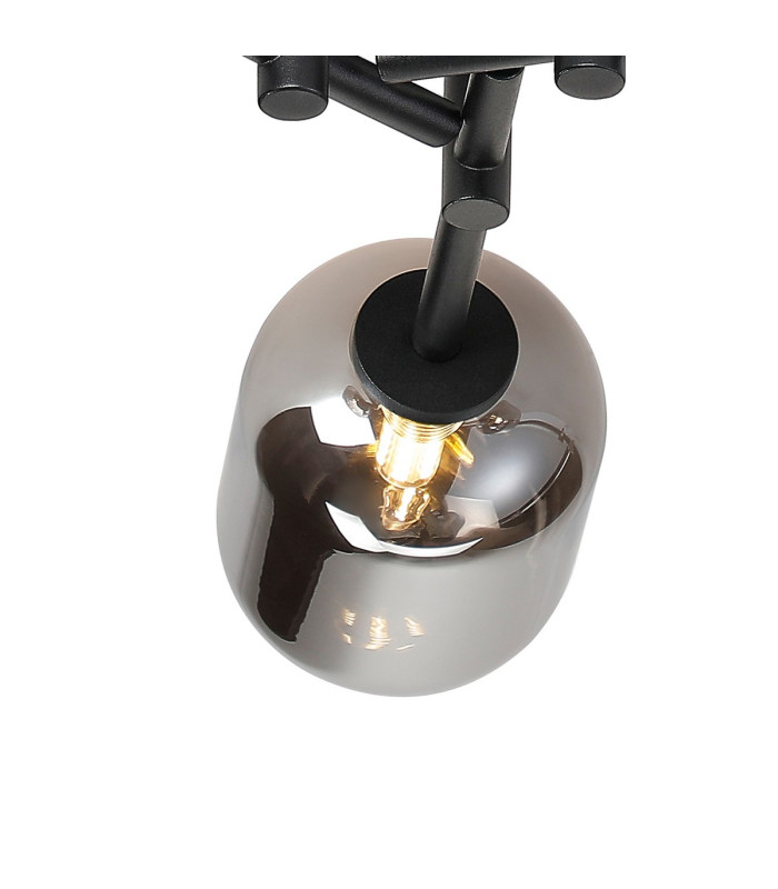Tivoli 46cm Semi Flush Ceiling Round 3 Light G9 IP44 Satin Black/Smoke Smooth Tubular Glass-6