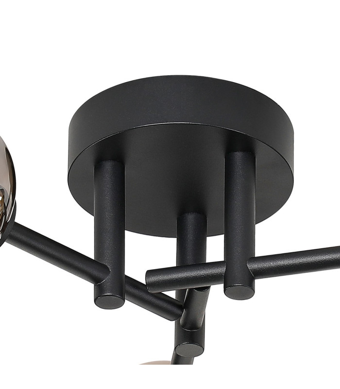 Tivoli 46cm Semi Flush Ceiling Round 3 Light G9 IP44 Satin Black/Smoke Smooth Tubular Glass-7