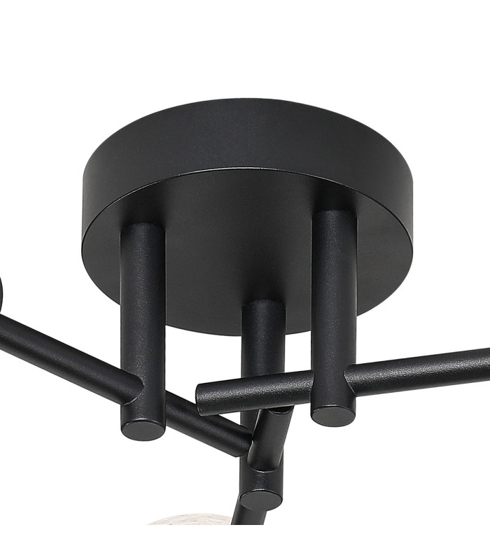 Tivoli 44.5cm Semi Flush Ceiling Round 3 Light G9 IP44 Satin Black/Clear Cross Pattern Round Glass-5
