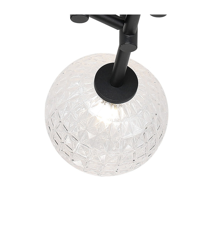 Tivoli 44.5cm Semi Flush Ceiling Round 3 Light G9 IP44 Satin Black/Clear Cross Pattern Round Glass-7