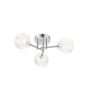 Tivoli 44.5cm Semi Flush Ceiling Round 3 Light G9 IP44 Polished Chrome/Clear Dune Effect Round Glass-1