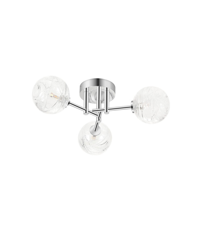 Tivoli 44.5cm Semi Flush Ceiling Round 3 Light G9 IP44 Polished Chrome/Clear Dune Effect Round Glass-4