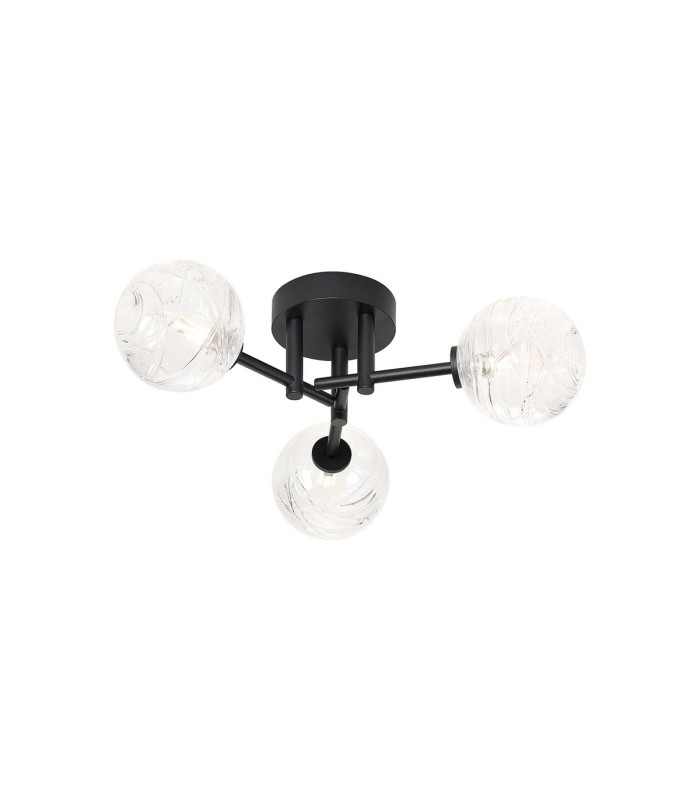 Tivoli 44.5cm Semi Flush Ceiling Round 3 Light G9 IP44 Satin Black/Clear Dune Effect Round Glass-1