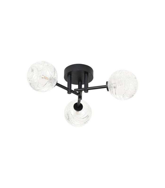Tivoli 44.5cm Semi Flush Ceiling Round 3 Light G9 IP44 Satin Black/Clear Dune Effect Round Glass-4