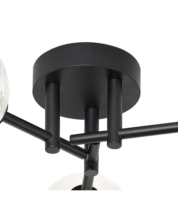 Tivoli 44.5cm Semi Flush Ceiling Round 3 Light G9 IP44 Satin Black/Clear Dune Effect Round Glass-5