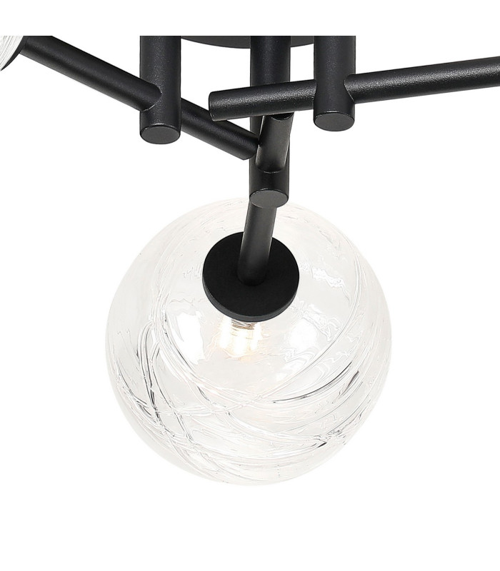 Tivoli 44.5cm Semi Flush Ceiling Round 3 Light G9 IP44 Satin Black/Clear Dune Effect Round Glass-7