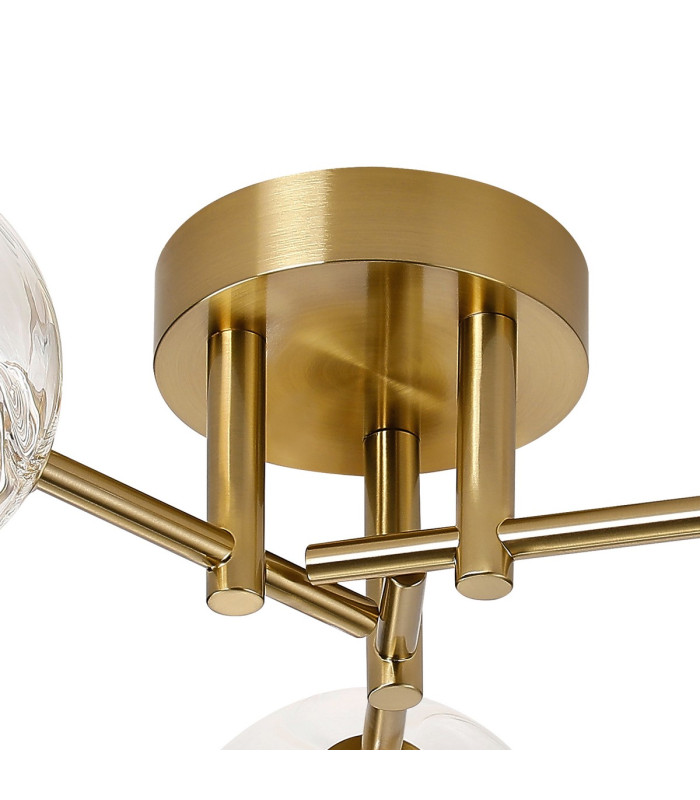 Tivoli 44.5cm Semi Flush Ceiling Round 3 Light G9 IP44 Brass Gold/Clear Waved Round Glass-5