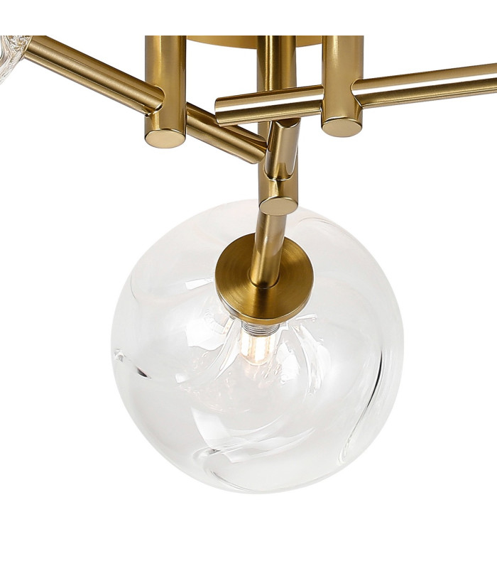 Tivoli 44.5cm Semi Flush Ceiling Round 3 Light G9 IP44 Brass Gold/Clear Waved Round Glass-7