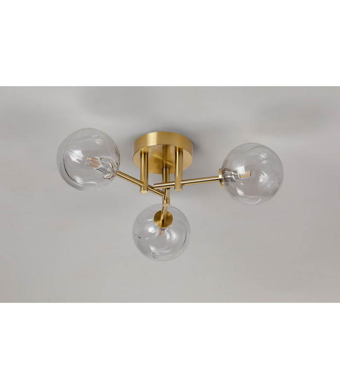 Tivoli 44.5cm Semi Flush Ceiling Round 3 Light G9 IP44 Brass Gold/Clear Waved Round Glass-8