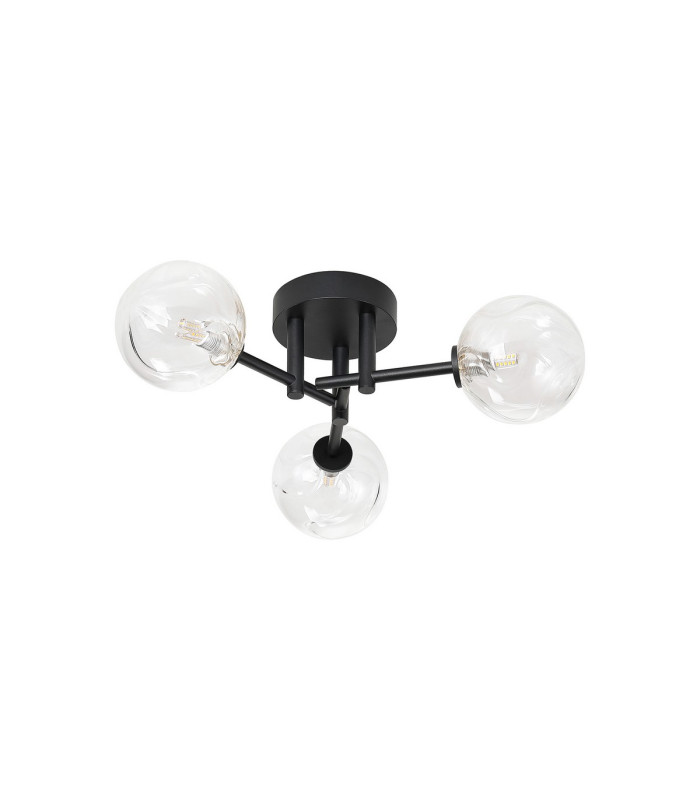 Tivoli 44.5cm Semi Flush Ceiling Round 3 Light G9 IP44 Satin Black/Clear Waved Round Glass-4