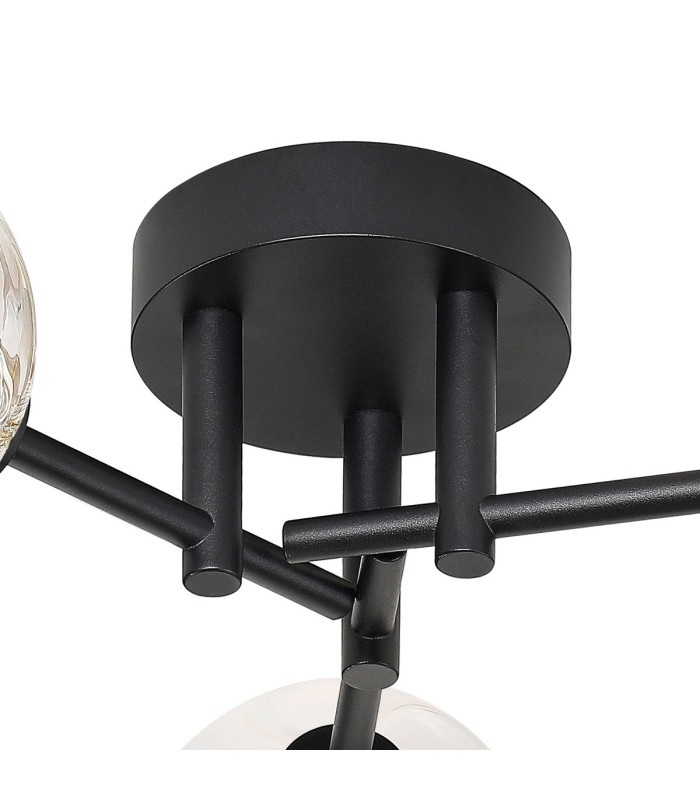 Tivoli 44.5cm Semi Flush Ceiling Round 3 Light G9 IP44 Satin Black/Clear Waved Round Glass-5