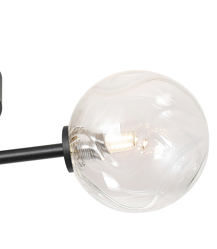 Tivoli 44.5cm Semi Flush Ceiling Round 3 Light G9 IP44 Satin Black/Clear Waved Round Glass-6