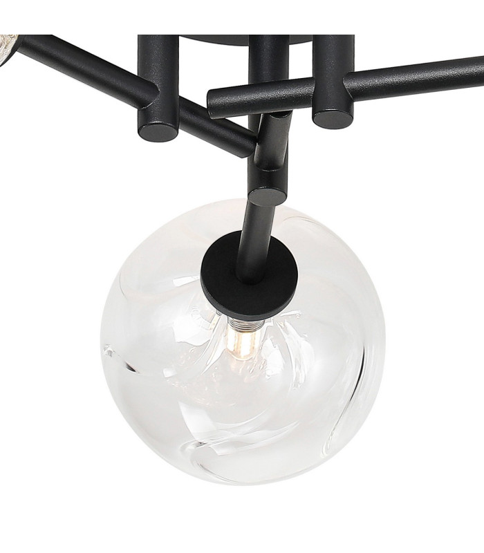 Tivoli 44.5cm Semi Flush Ceiling Round 3 Light G9 IP44 Satin Black/Clear Waved Round Glass-7