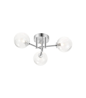 Tivoli 44.5cm Semi Flush Ceiling Round 3 Light G9 IP44 Polished Chrome/Clear Swirl Round Glass-1