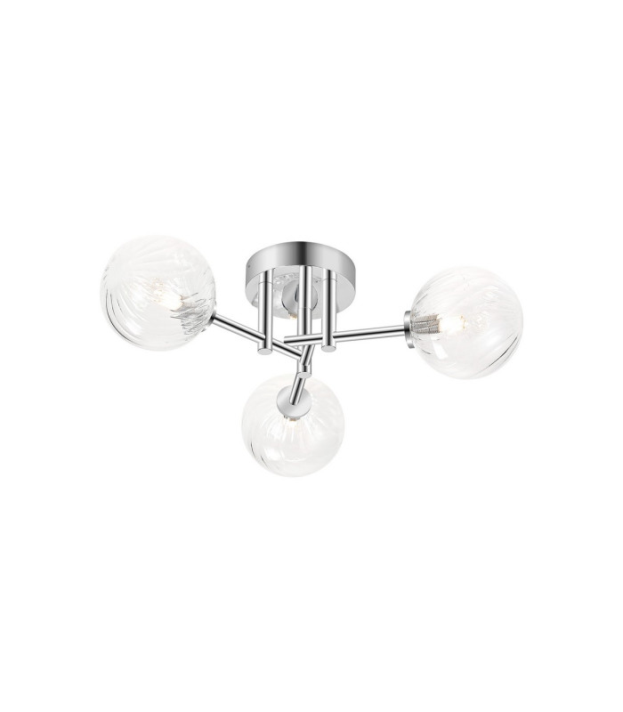 Tivoli 44.5cm Semi Flush Ceiling Round 3 Light G9 IP44 Polished Chrome/Clear Swirl Round Glass-1