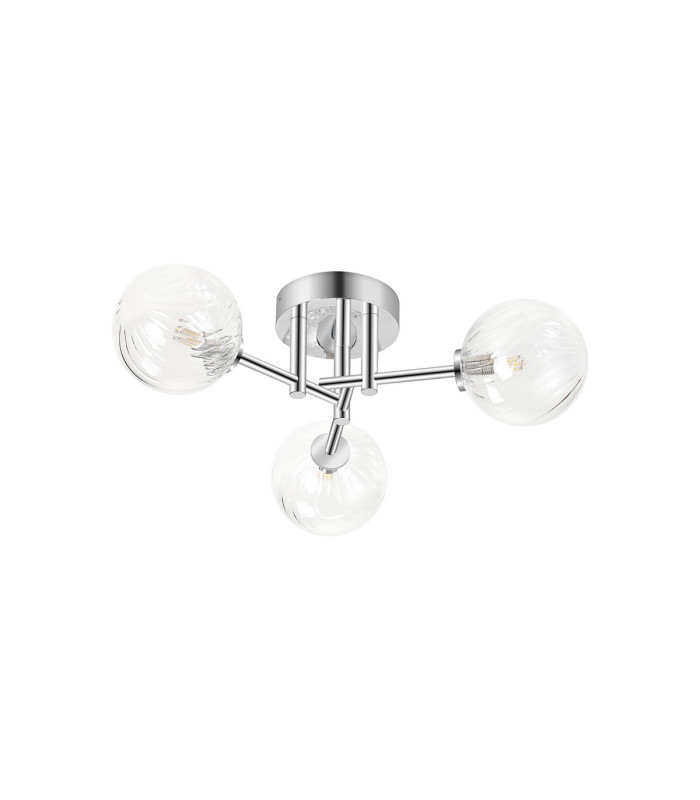 Tivoli 44.5cm Semi Flush Ceiling Round 3 Light G9 IP44 Polished Chrome/Clear Swirl Round Glass-4
