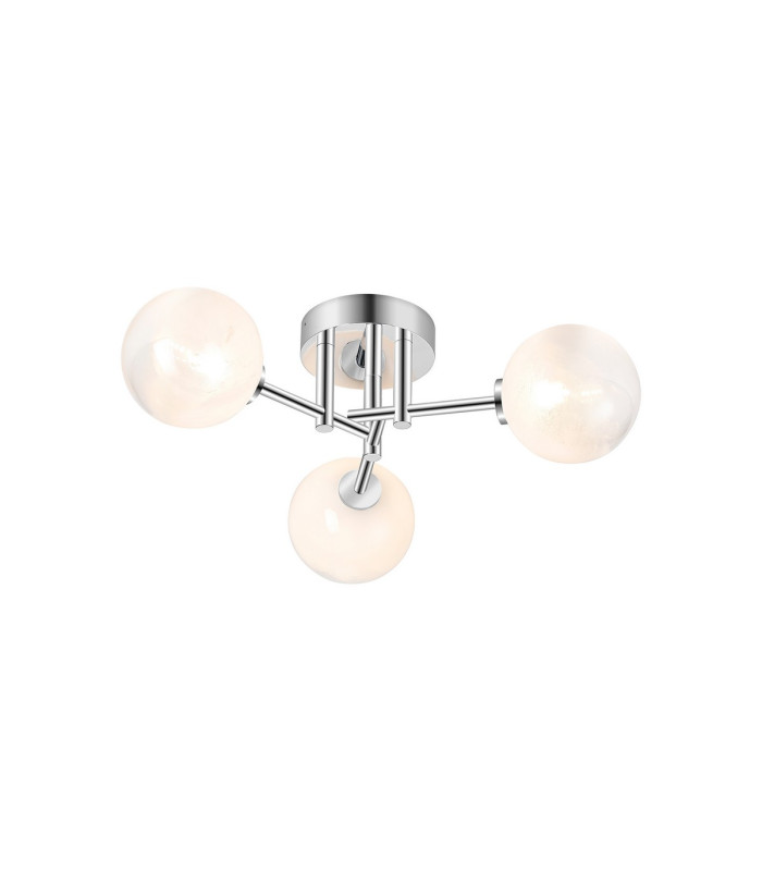 Tivoli 44.5cm Semi Flush Ceiling Round 3 Light G9 IP44 Polished Chrome/White Two-Tone Snow Specks Round Glass-1
