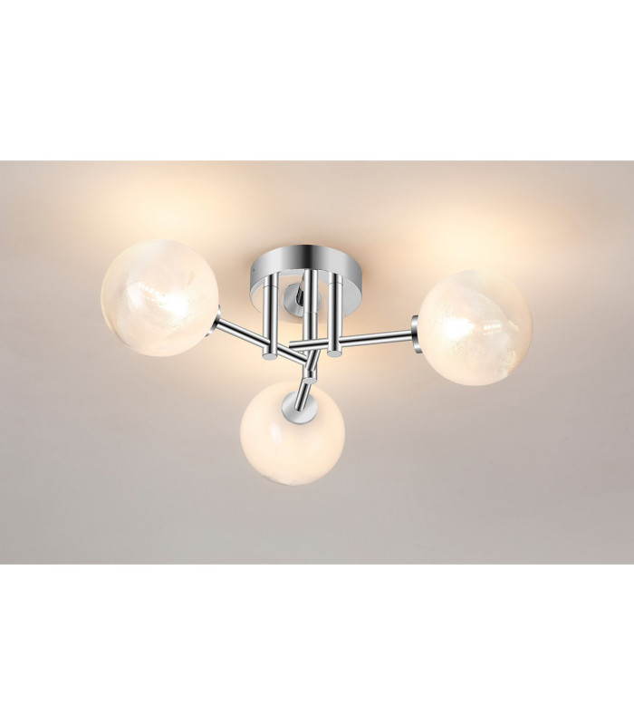 Tivoli 44.5cm Semi Flush Ceiling Round 3 Light G9 IP44 Polished Chrome/White Two-Tone Snow Specks Round Glass-3