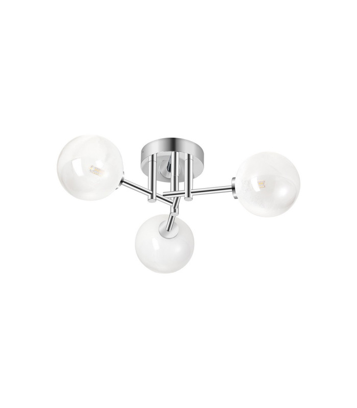 Tivoli 44.5cm Semi Flush Ceiling Round 3 Light G9 IP44 Polished Chrome/White Two-Tone Snow Specks Round Glass-5