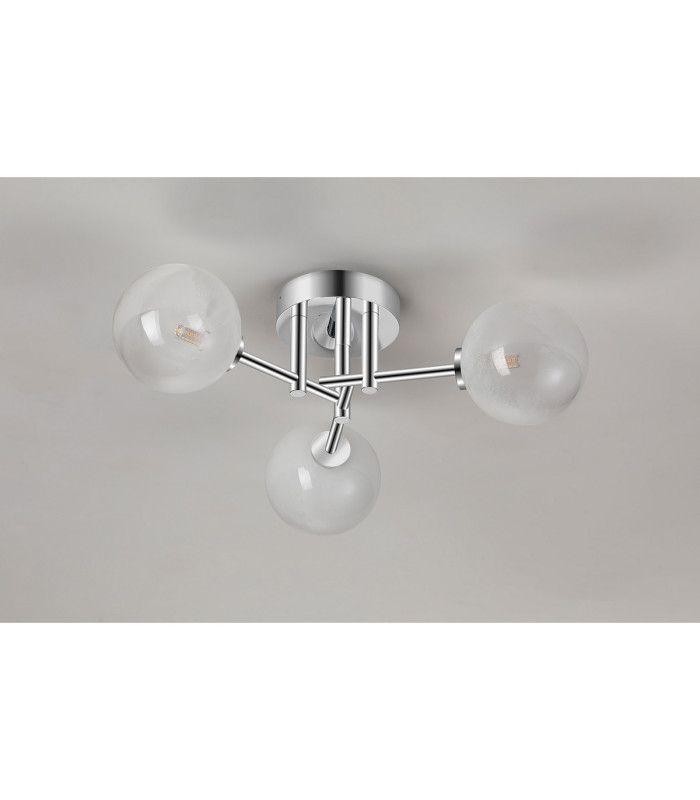 Tivoli 44.5cm Semi Flush Ceiling Round 3 Light G9 IP44 Polished Chrome/White Two-Tone Snow Specks Round Glass-9